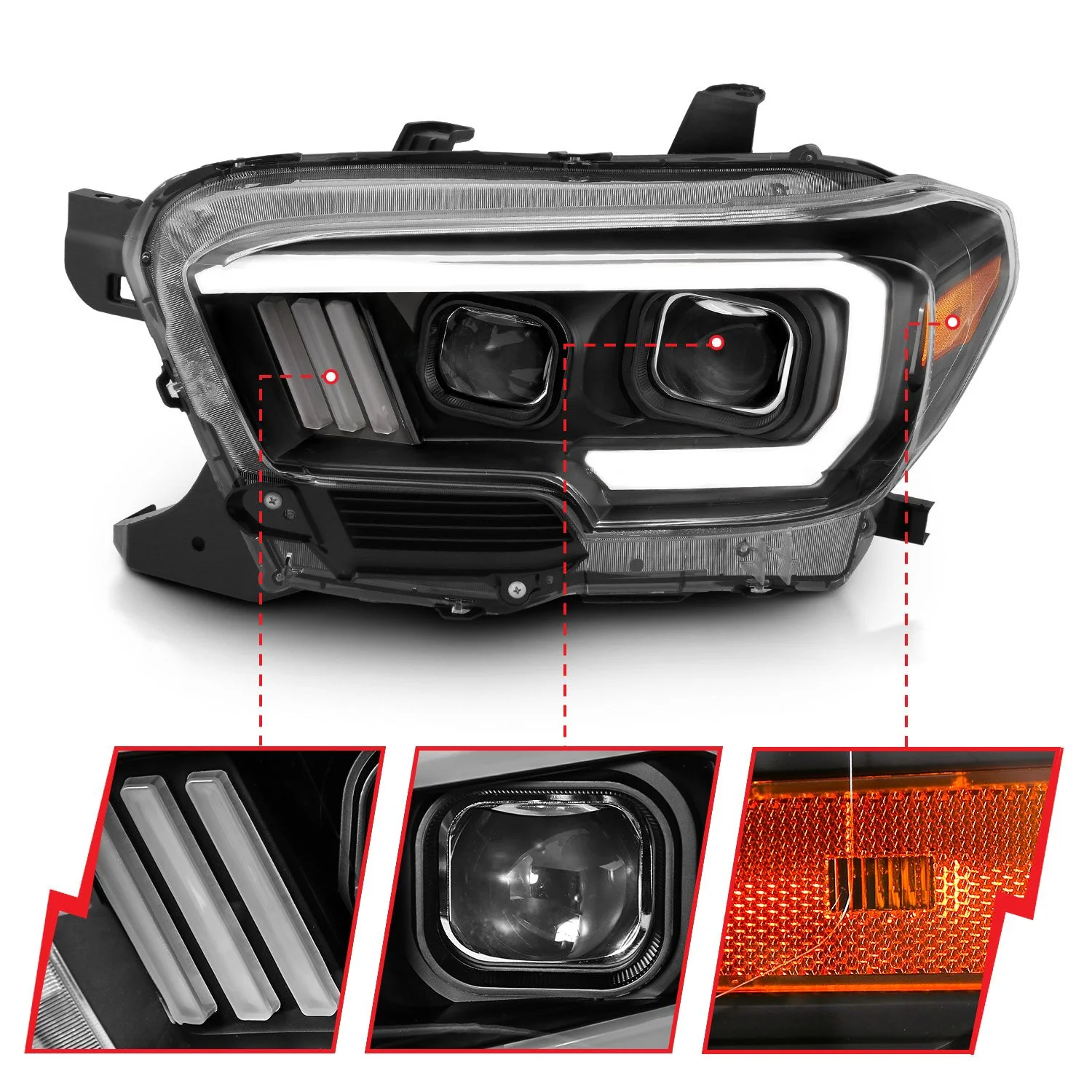 LED Plank Style Projector Headlights Tacoma (2016-2023) - Image 4