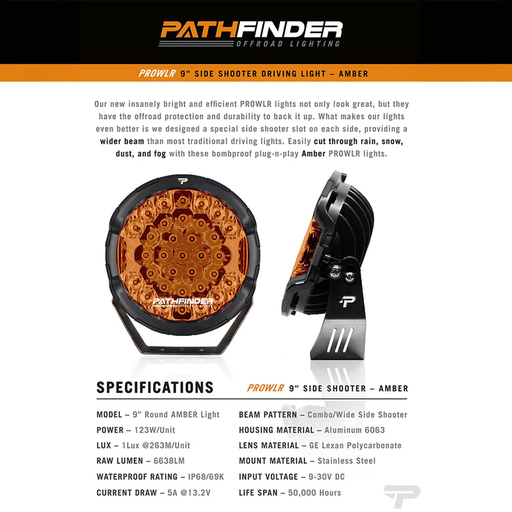 PROWLR 9" True Amber LED Driving Light - Image 9