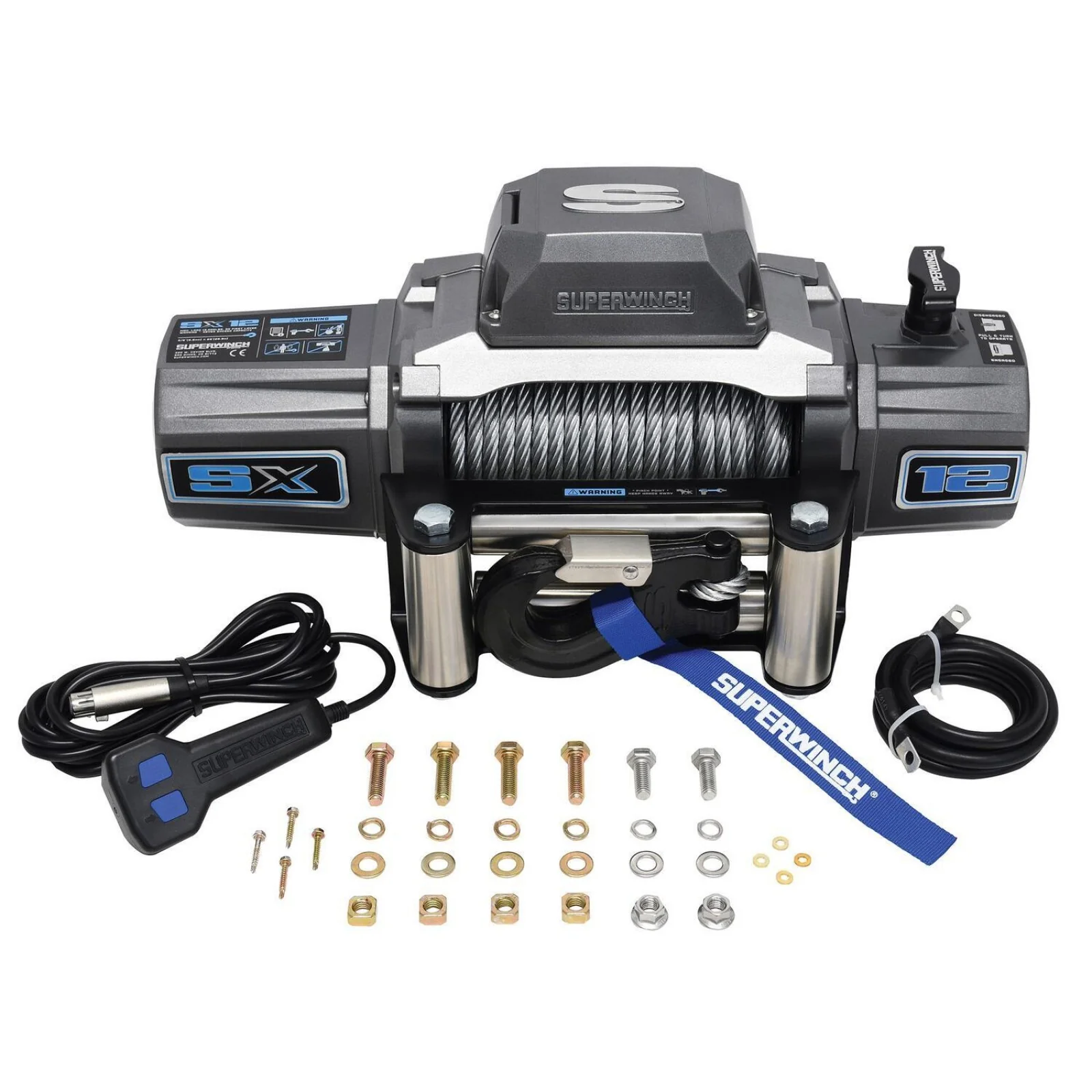 SX12 12V DC 12,000lb Steel Wire Rope Winch - Image 4